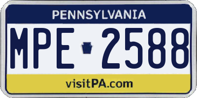 PA license plate MPE2588