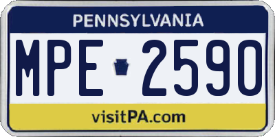 PA license plate MPE2590