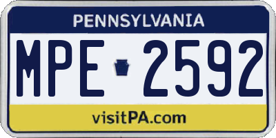 PA license plate MPE2592