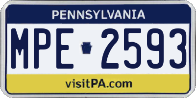 PA license plate MPE2593