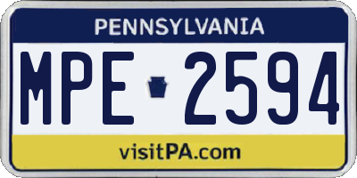 PA license plate MPE2594