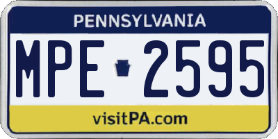 PA license plate MPE2595