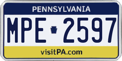 PA license plate MPE2597