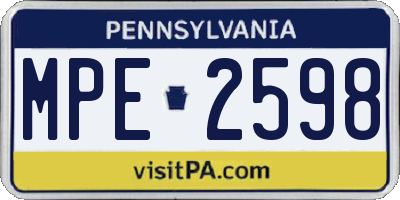 PA license plate MPE2598