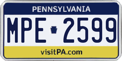 PA license plate MPE2599