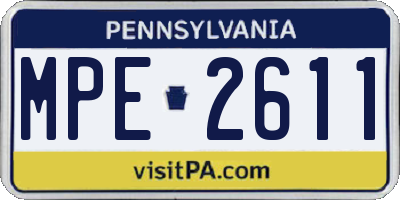 PA license plate MPE2611