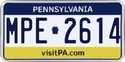PA license plate MPE2614