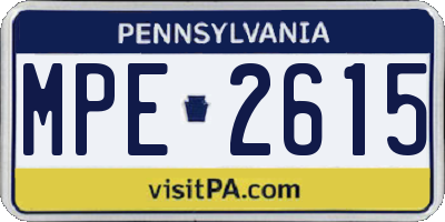 PA license plate MPE2615