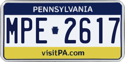 PA license plate MPE2617