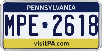 PA license plate MPE2618