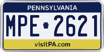 PA license plate MPE2621