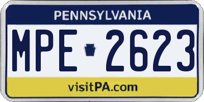 PA license plate MPE2623