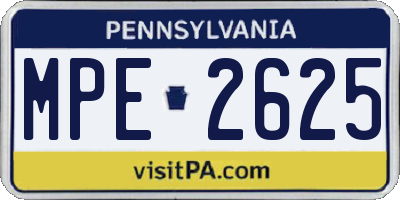 PA license plate MPE2625