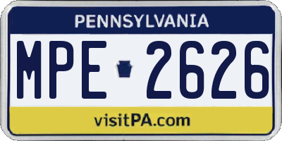 PA license plate MPE2626