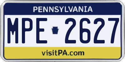 PA license plate MPE2627