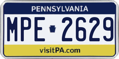 PA license plate MPE2629