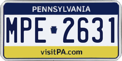 PA license plate MPE2631