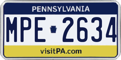 PA license plate MPE2634