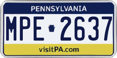 PA license plate MPE2637