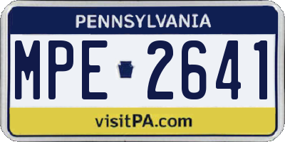 PA license plate MPE2641
