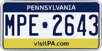 PA license plate MPE2643