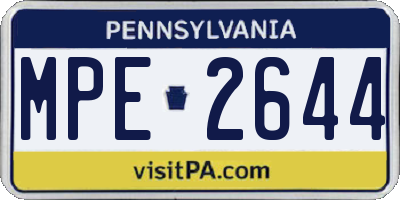 PA license plate MPE2644