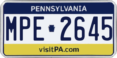 PA license plate MPE2645