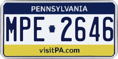 PA license plate MPE2646