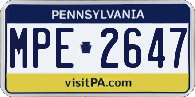 PA license plate MPE2647