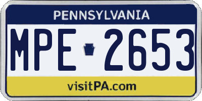 PA license plate MPE2653