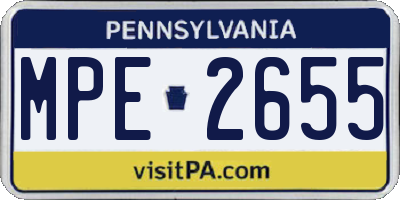 PA license plate MPE2655