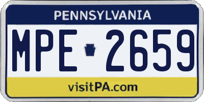 PA license plate MPE2659