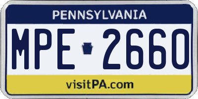 PA license plate MPE2660