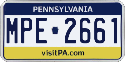 PA license plate MPE2661