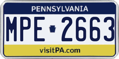 PA license plate MPE2663
