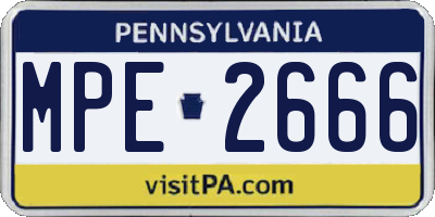 PA license plate MPE2666