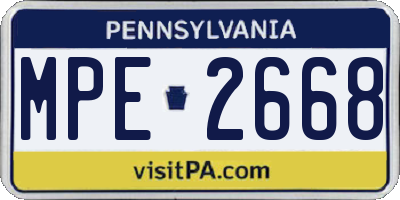 PA license plate MPE2668