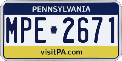 PA license plate MPE2671