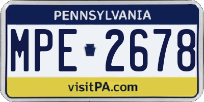 PA license plate MPE2678