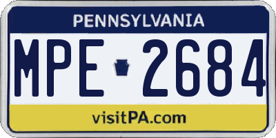PA license plate MPE2684