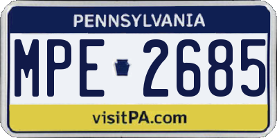 PA license plate MPE2685