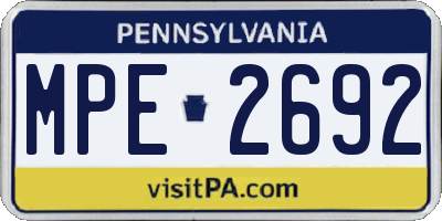 PA license plate MPE2692