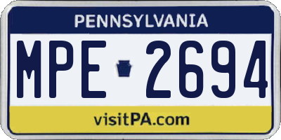 PA license plate MPE2694