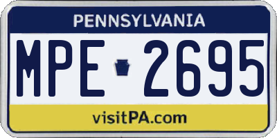 PA license plate MPE2695