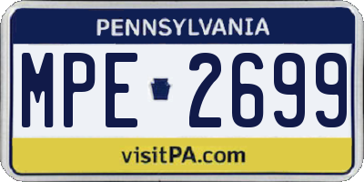 PA license plate MPE2699