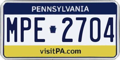 PA license plate MPE2704