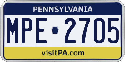 PA license plate MPE2705