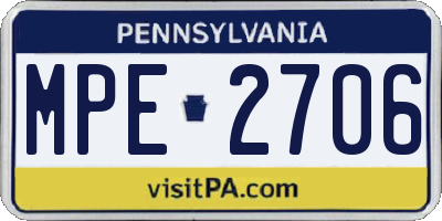 PA license plate MPE2706