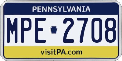 PA license plate MPE2708