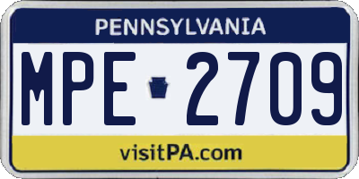 PA license plate MPE2709